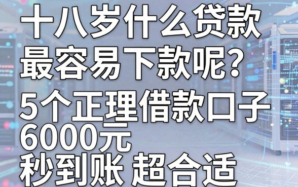 十八岁什么贷款最容易下款呢?这5个正规借款口子6000元秒到账超合适