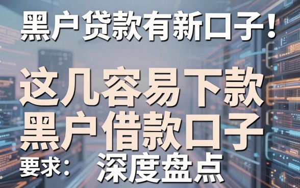 黑户贷款有新口子!这几家容易下款的黑户借款口子深度盘点