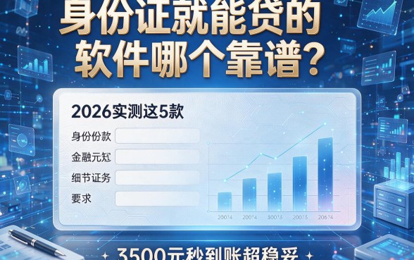 身份证就能贷的软件哪个靠谱?2026实测这5款,3500元秒到账超稳妥