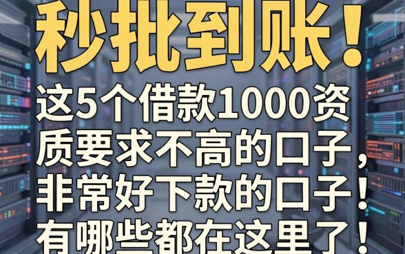 秒批到账！这5个借款1000资质要求不高的口子，非常好下款的口子有哪些都在这里了