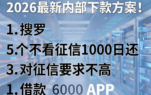 2026最新内部下款方案!搜罗5个不看征信1000日还、对征信要求不高的借款6000 APP