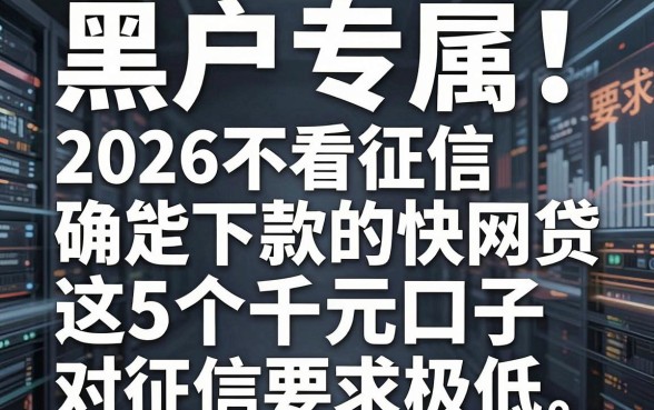 黑户专属！2026不看征信确定能下款的快网贷，这5个千元口子对征信要求极低