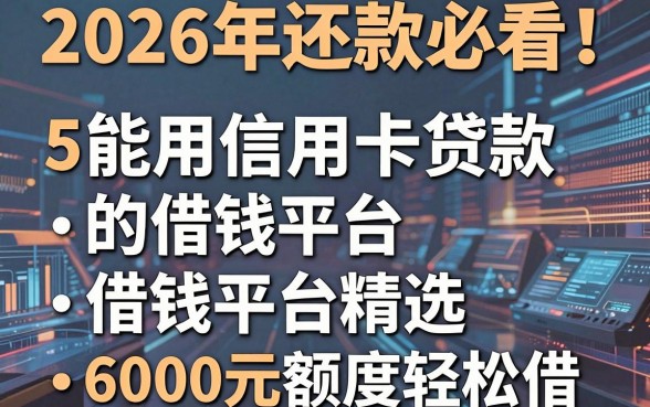 2026年还款必看!5个能用信用卡贷款的借钱平台精选,6000元额度轻松借