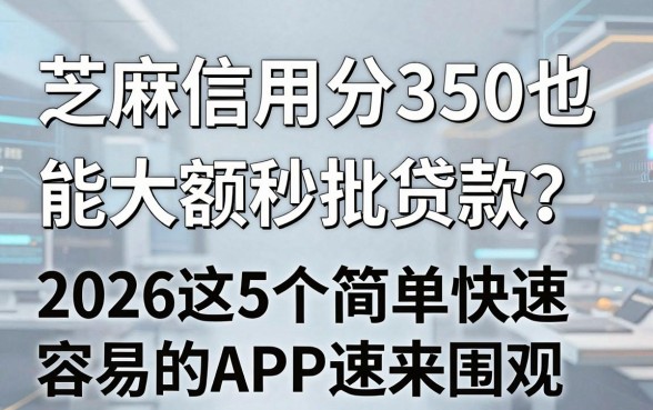 芝麻信用分350也能大额秒批贷款?2026这5个简单快速容易的APP速来围观!