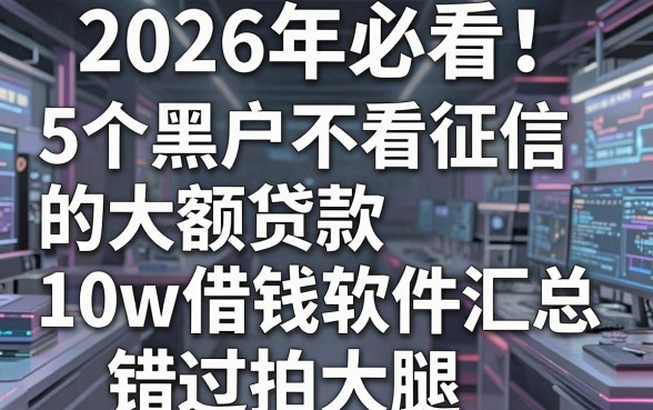 2026年必看!5个黑户不看征信的大额贷款10w借钱软件汇总,错过拍大腿!
