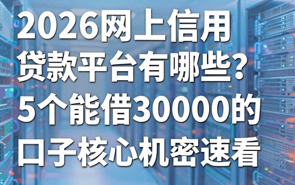 2026网上信用贷款平台有哪些？这5个能借30000的口子核心机密速看！