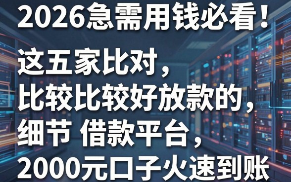 2026急需用钱必看！这五家比较好放款的借款平台，2000元口子火速到账
