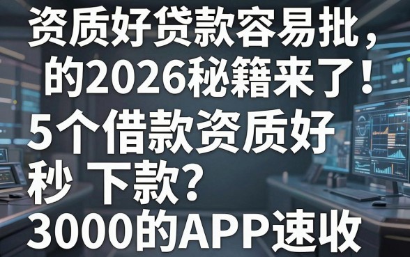 资质好贷款容易批的2026秘籍来了!这5个借款资质好秒下款3000的APP速收