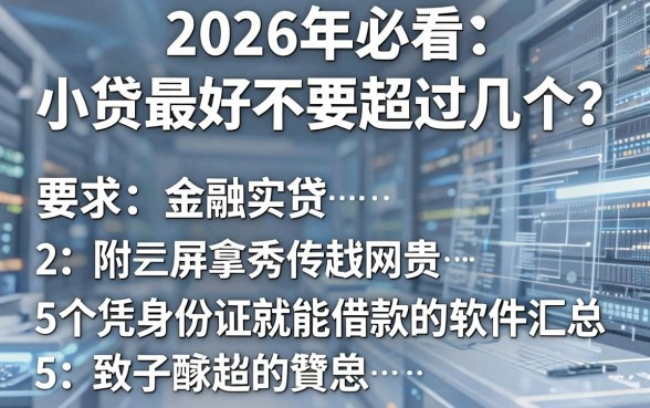 2026年必看:小贷最好不要超过几个?附5个凭身份证就能借款的软件汇总