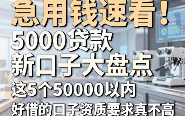 急用钱速看！5000贷款新口子大盘点，这5个50000以内好借的口子资质要求真不高