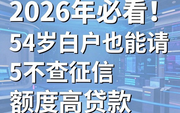 2026年必看!54岁白户也能申请的5个不查征信、额度高的贷款