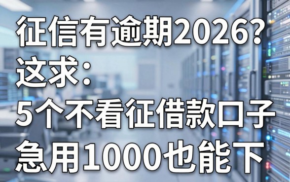 征信有逾期2026?这5个不看征信的借款口子,急用1000也能下!