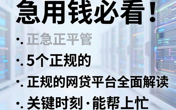 急用钱必看！5个正规的网贷平台全面解读，关键时刻能帮上忙！