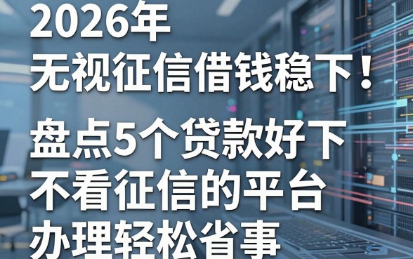 2026年无视征信借钱稳下!盘点5个贷款好下不看征信的平台,办理轻松省事