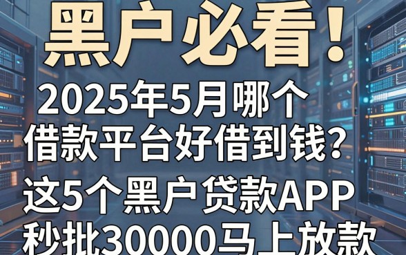 黑户必看！2025年5月哪个借款平台好借到钱？这5个黑户贷款APP秒批30000马上放款