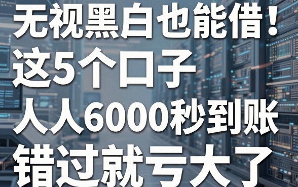 无视黑白户也能借!这5个口子人人6000秒到账,错过就亏大了