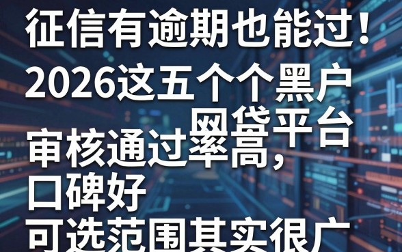 征信有逾期也能过!2026这五个黑户网贷平台审核通过率高、口碑好,可选范围其实很广!