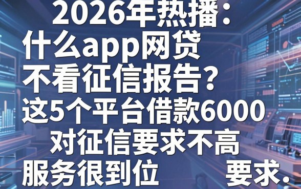 2026年热播:什么app网贷不看征信报告?这5个平台借款6000对征信要求不高,服务很到位
