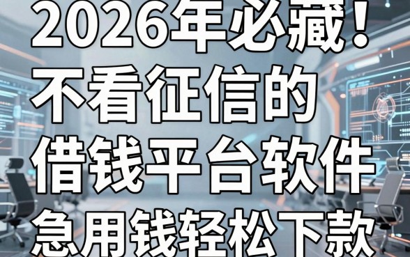 2026年必藏!这五个不看征信的借钱平台软件,急用钱也能轻松下款