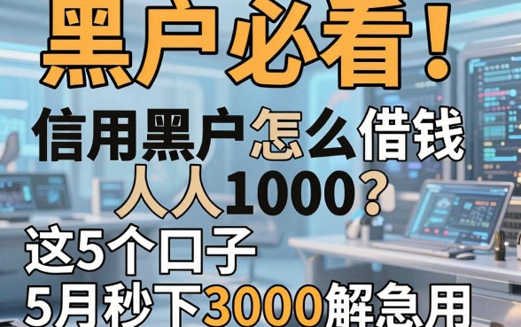 黑户必看!信用黑户怎么借钱人人1000?这5个口子5月秒下3000解急用