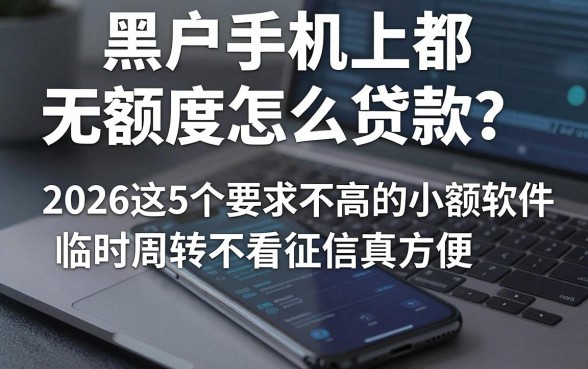黑户手机上都无额度怎么贷款?2026这5个要求不高的小额软件,临时周转不看征信真方便