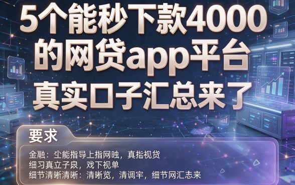 5个能秒下款4000的网贷app平台，真实口子汇总来了