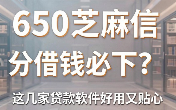 650芝麻信用分借钱必下?这几家贷款软件好用又贴心,速看