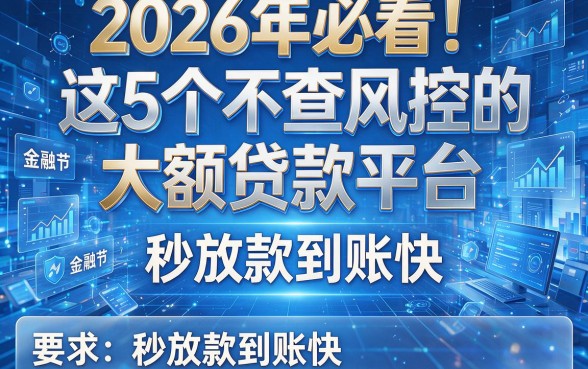 2026年必看!这5个不查风控的大额贷款平台,秒放款到账快!