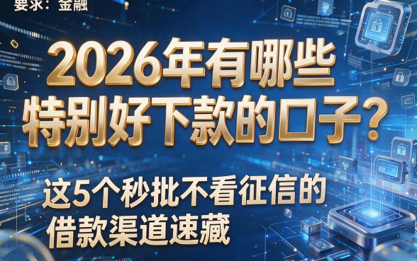 2026年有哪些特别好下款的口子?这5个秒批不看征信的借款渠道速藏!