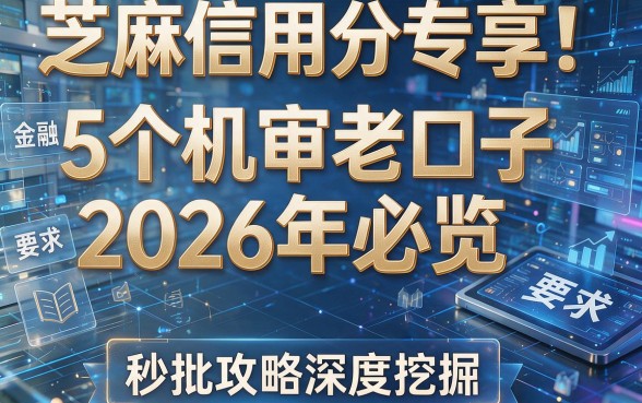 芝麻信用分专享!5个机审老口子2026年必览,秒批攻略深度挖掘