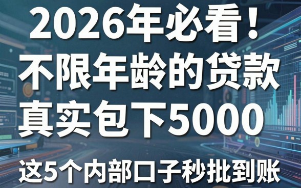 2026年必看!不限年龄的贷款真实包下5000,这5个内部口子秒批到账