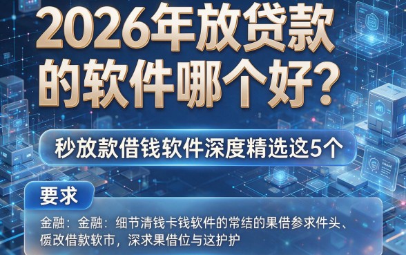 2026年放贷款的软件哪个好?秒放款借钱软件深度精选这5个!
