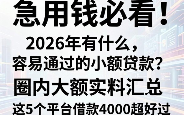 急用钱必看!2026年有什么容易通过的小额贷款?圈内大额实料汇总,这5个平台借款4000超好过!