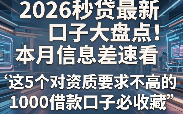 2026秒贷最新口子大盘点!本月信息差速看,这5个对资质要求不高的1000借款口子必收藏