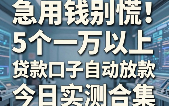 急用钱别慌!5个一万以上的贷款口子自动放款,今日实测合集