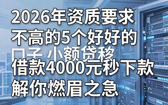 2026年资质要求不高的5个好的小额贷款口子，借款4000元秒下款解你燃眉之急！