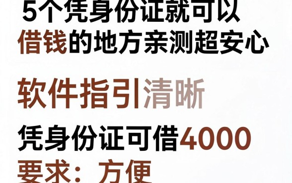 5个凭身份证就可以借钱的地方亲测超安心，软件指引清晰，凭身份证可借4000