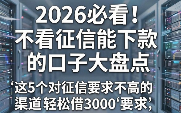 2026必看！不看征信能下款的口子大盘点，这5个对征信要求不高的渠道轻松借3000