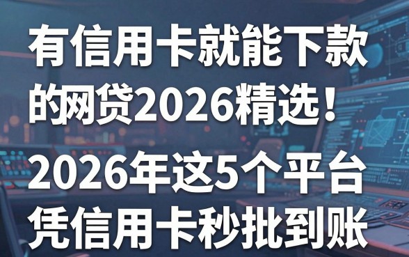 有信用卡就能下款的网贷2026精选!2026年这5个平台凭信用卡秒批到账