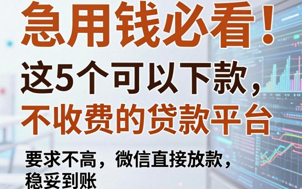 急用钱必看!这5个可以下款不收费的贷款平台,要求不高微信直接放款,稳妥到账