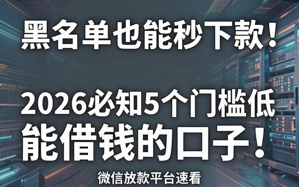 黑名单也能秒下款!2026必知5个门槛低能借钱的口子,微信放款平台速看