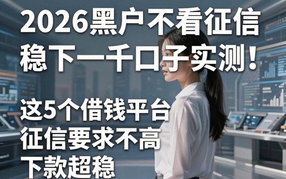 2026黑户不看征信稳下一千口子实测!这5个借钱平台征信要求不高,下款超稳!