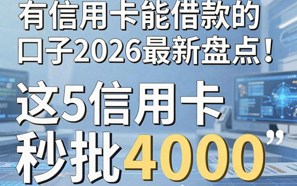 有信用卡能借款的口子2026最新盘点!这5个渠道凭信用卡秒批4000