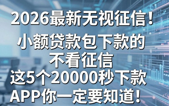 2026最新无视征信!小额贷款包下款的不看征信,这5个20000秒下款APP你一定要知道
