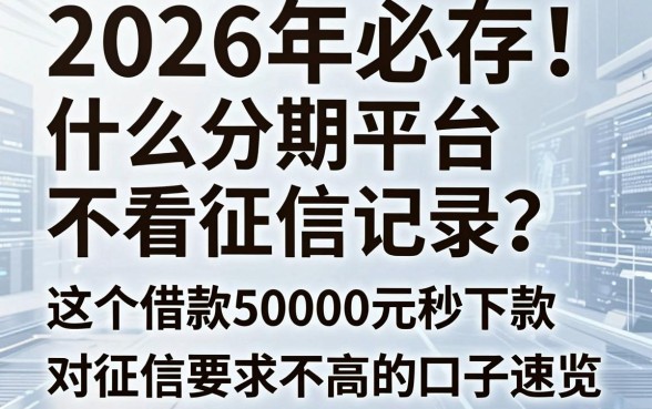 2026年必存!什么分期平台不看征信记录?这5个借款50000元秒下款、对征信要求不高的口子速览