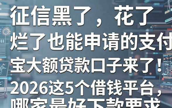 征信黑了、花了、烂了也能申请的支付宝大额贷款口子来了!2026这5个借钱平台,哪家最好下款?