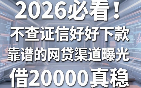 2026必看！不查证信好下款靠谱的网贷渠道曝光，这5个平台借20000真稳