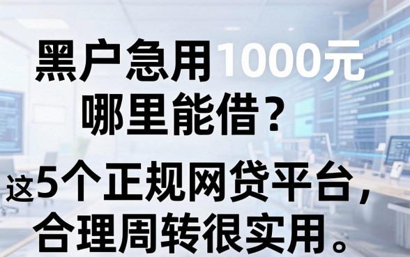 黑户急用1000元哪里能借?这5个正规网贷平台,合理周转很实用!