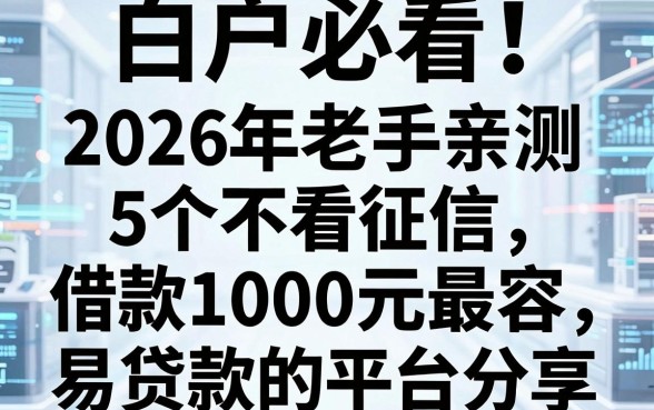 白户必看!2026年老手亲测:5个不看征信、借款1000元最容易贷款的平台分享