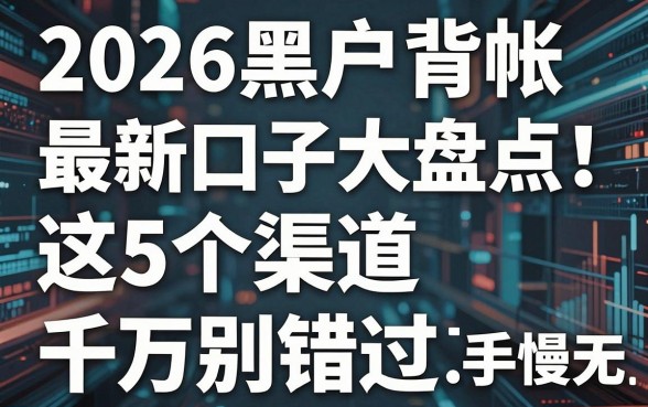 2026黑户背帐最新口子大盘点!这5个渠道千万别错过,手慢无!